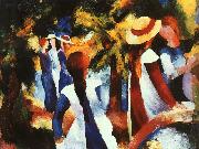 August Macke Girls Under Trees oil on canvas
